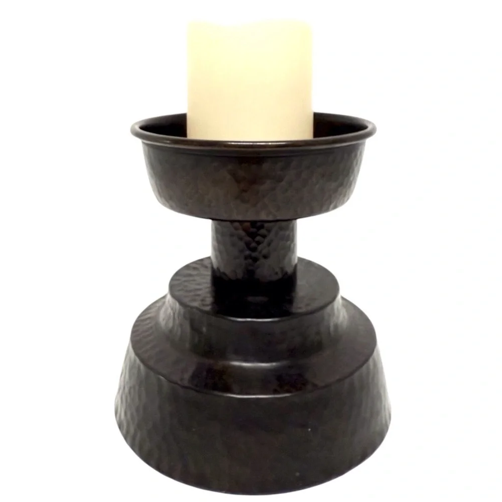 Pottery Barn Candle Holder Hammered Metal Oil Rubbed Bronze